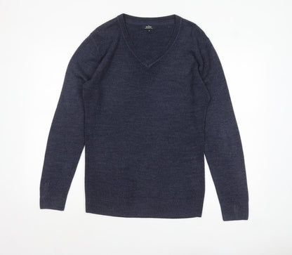 Additional front view of Easy Men's Blue V-Neck Acrylic jumper, size S