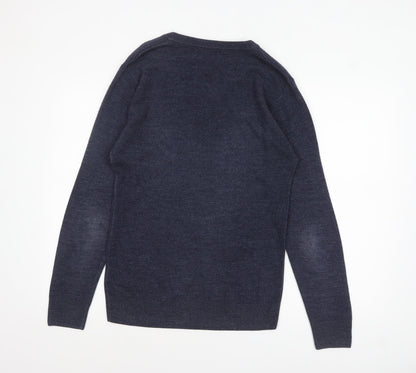 Close-up detail of Easy Men's Blue V-Neck Acrylic jumper, size S
