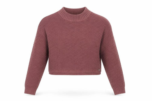 Hollister Women Purple Waffle-Knit Mock Neck Jumper Size S