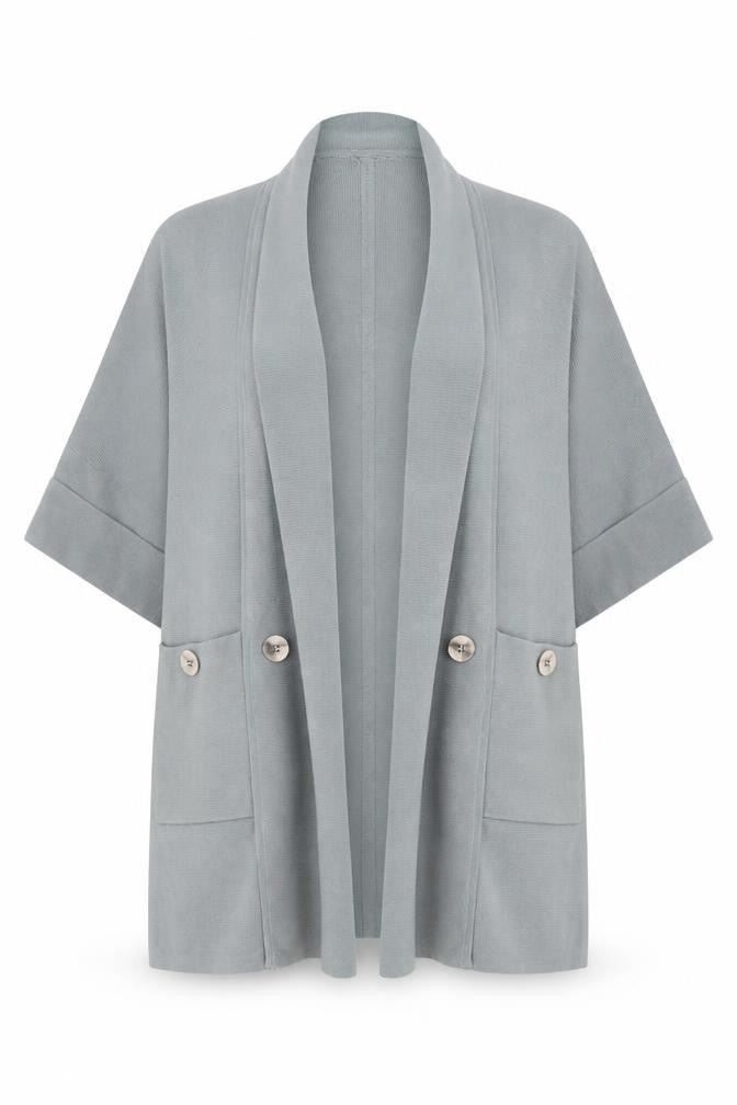 Marla Wynne Women’s Grey XS Open Knit Short Sleeve Cardigan