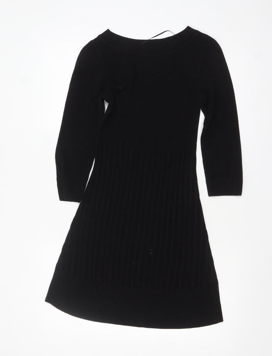 F&F Women’s Black Knit Bodycon Dress Size 8 Long Sleeve