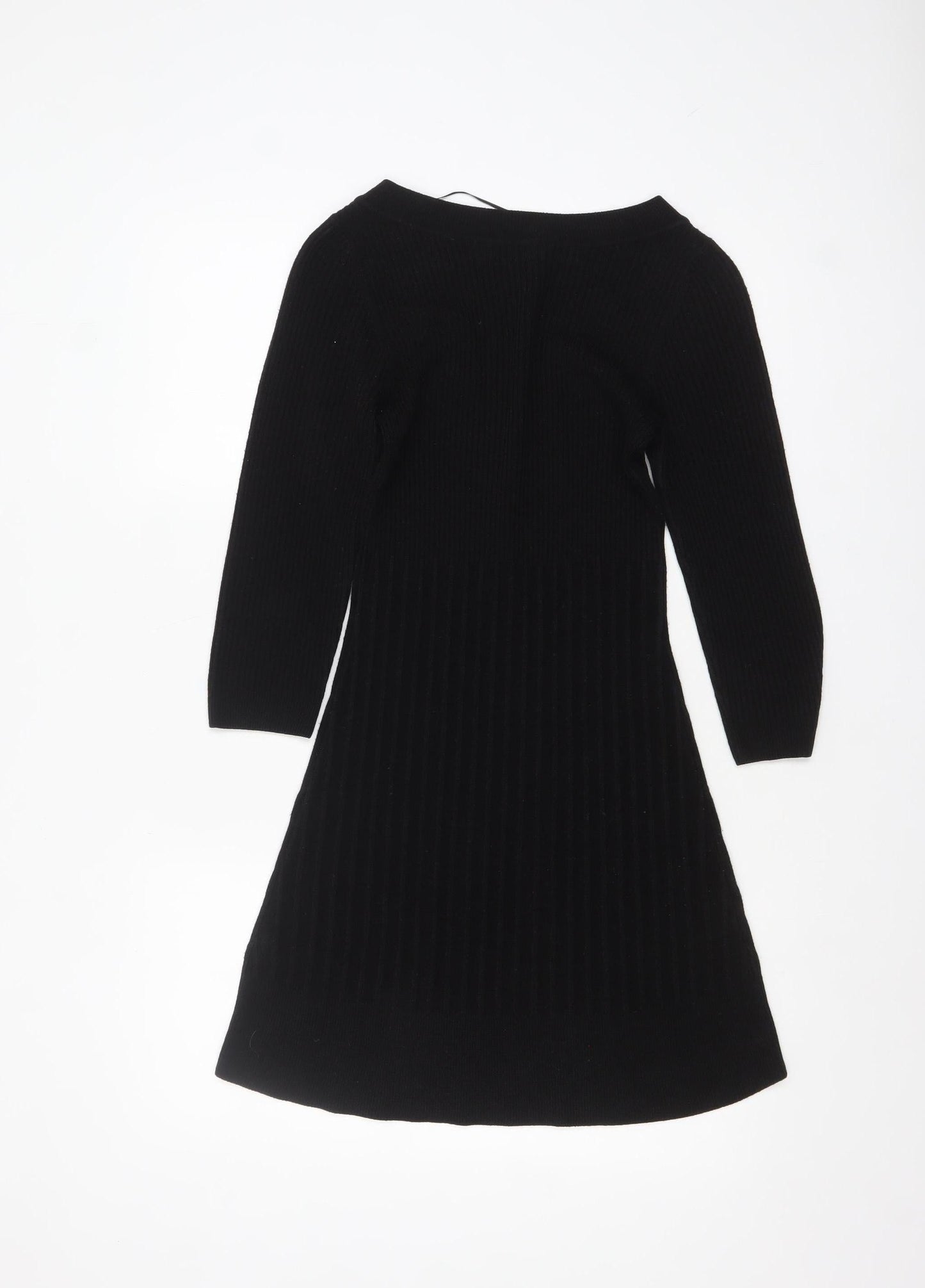 F&F Women’s Black Knit Bodycon Dress Size 8 Long Sleeve