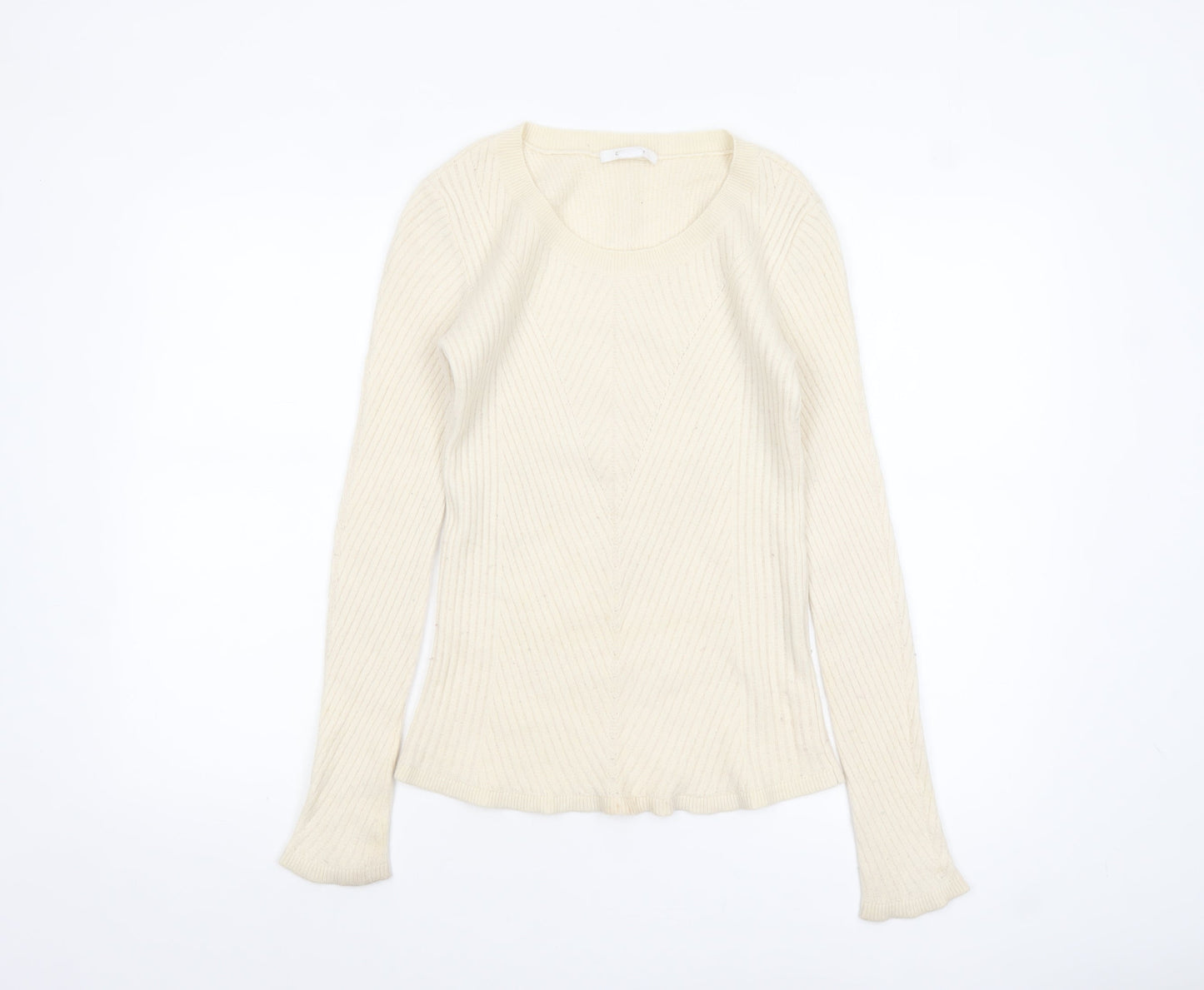 Duffy Women's Ivory Cashmere Long Sleeve Pullover Jumper Size S