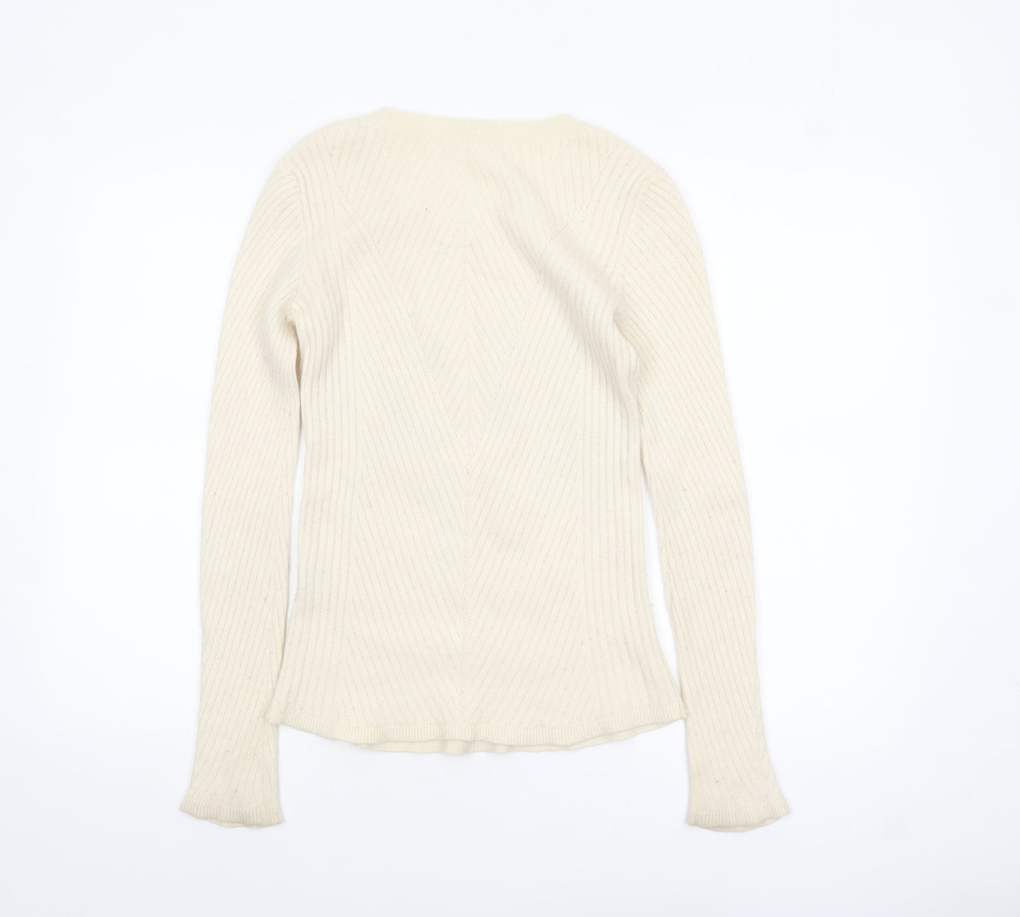 Duffy Women's Ivory Cashmere Long Sleeve Pullover Jumper Size S