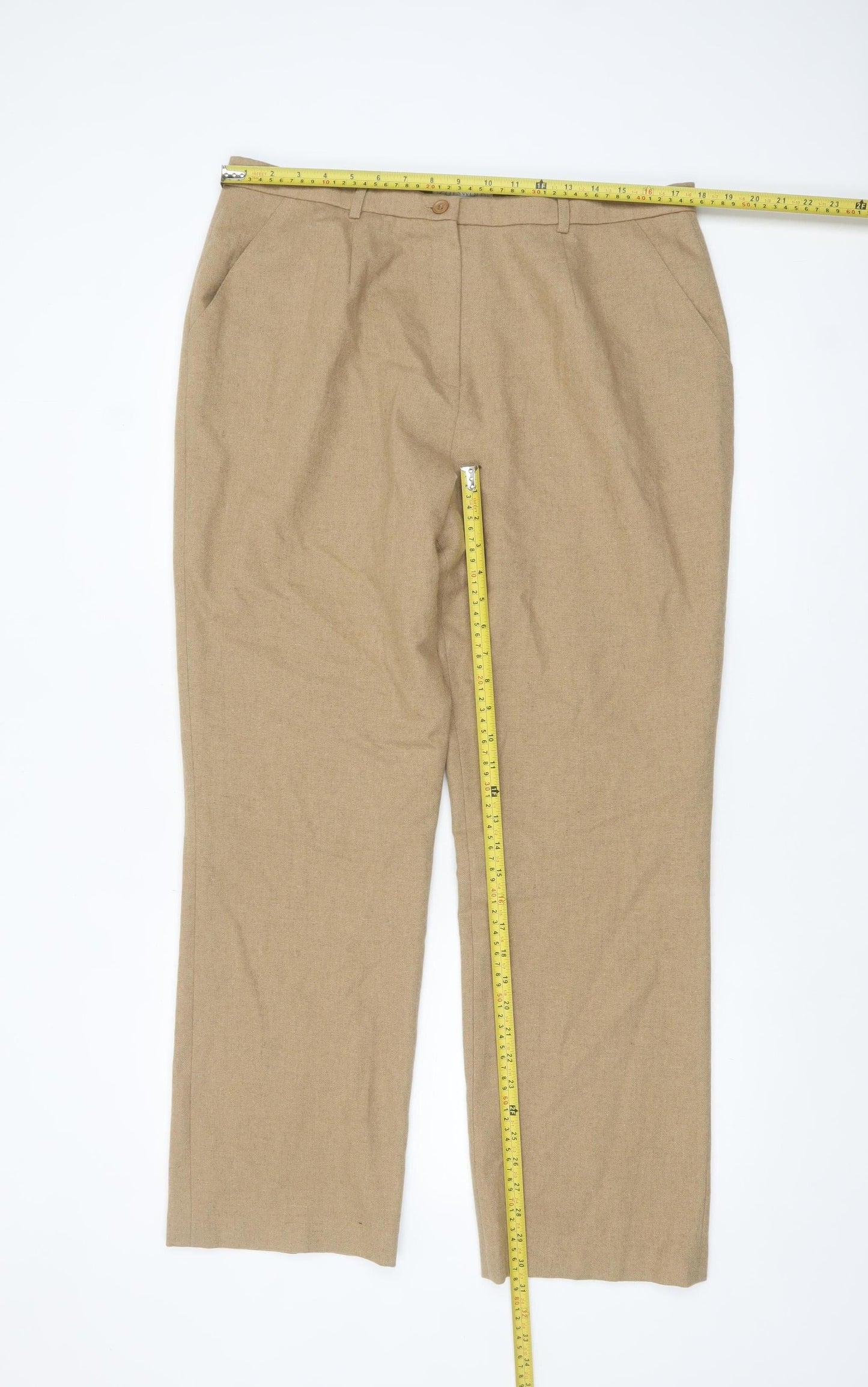 Cotswold Collections Women Beige Wool Blend Trousers Size 16