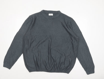 Additional front view of Easy Men’s Grey Cable Knit Acrylic jumper XL