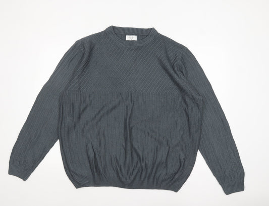 EASY Men’s Grey Cable Knit Acrylic Pullover Jumper XL