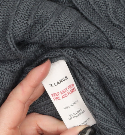 Brand and care label for Easy Men’s Grey Cable Knit Acrylic jumper XL