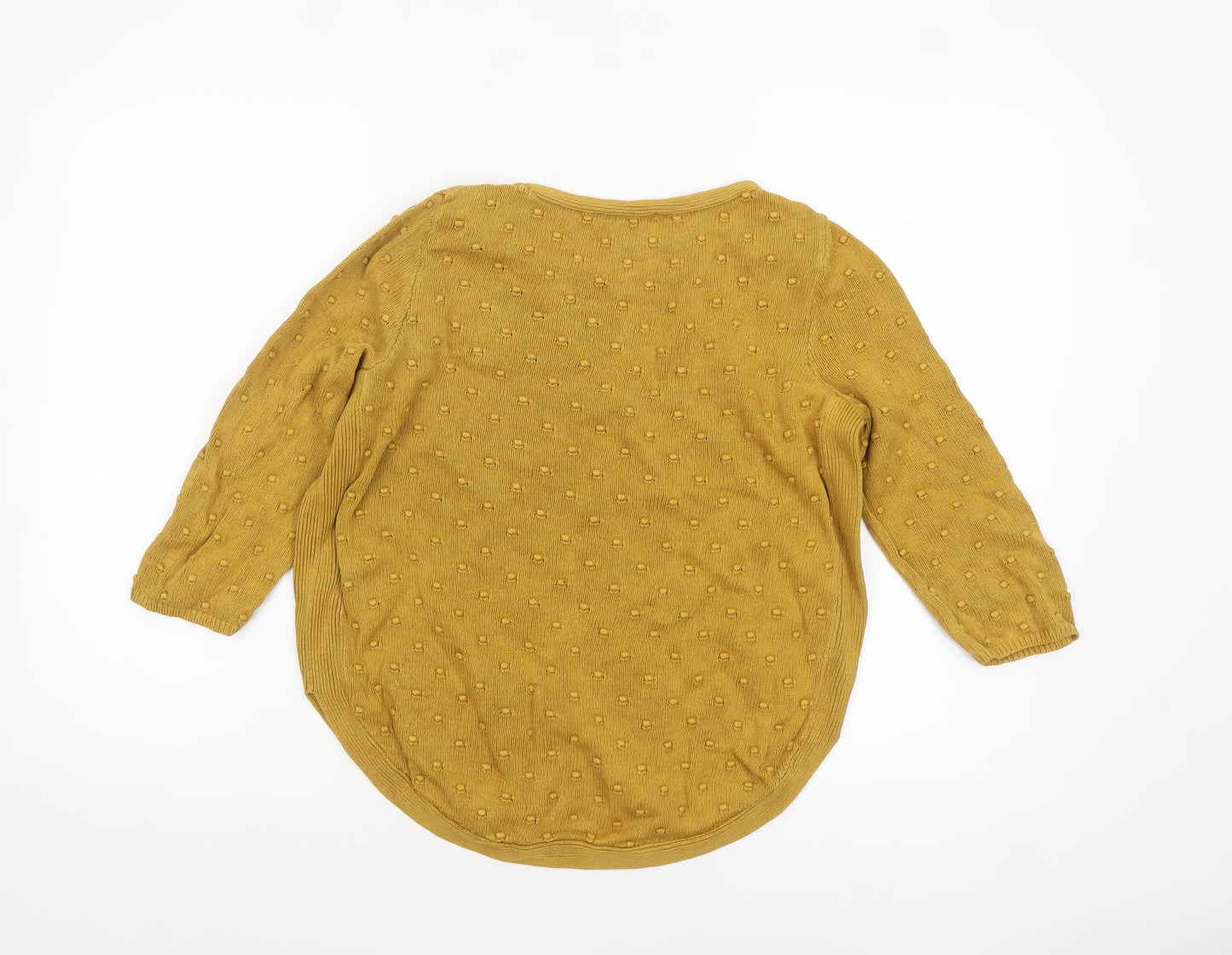Tu Women’s Yellow 100% Cotton Crew Neck Chunky Knit Pullover Jumper Size 10