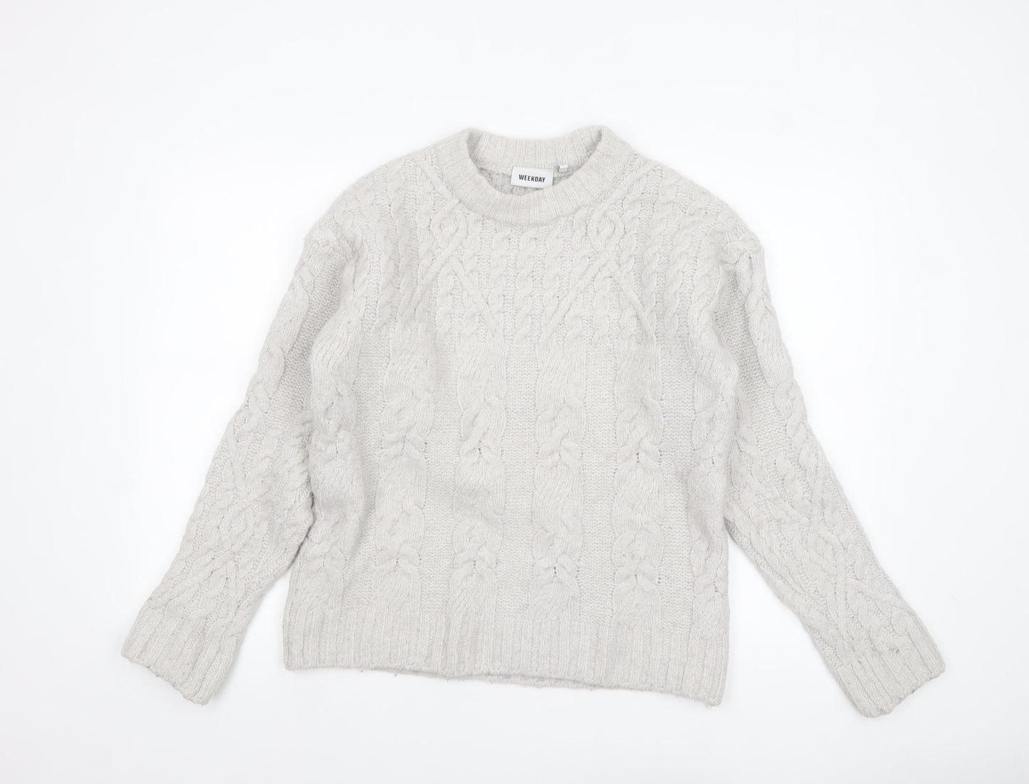 Weekday Women Ivory Cable-Knit Wool Blend Jumper XS