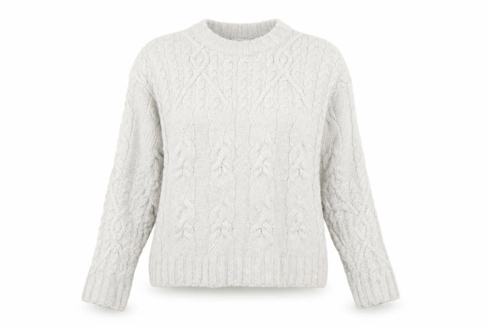 Weekday Women Ivory Cable-Knit Wool Blend Jumper XS