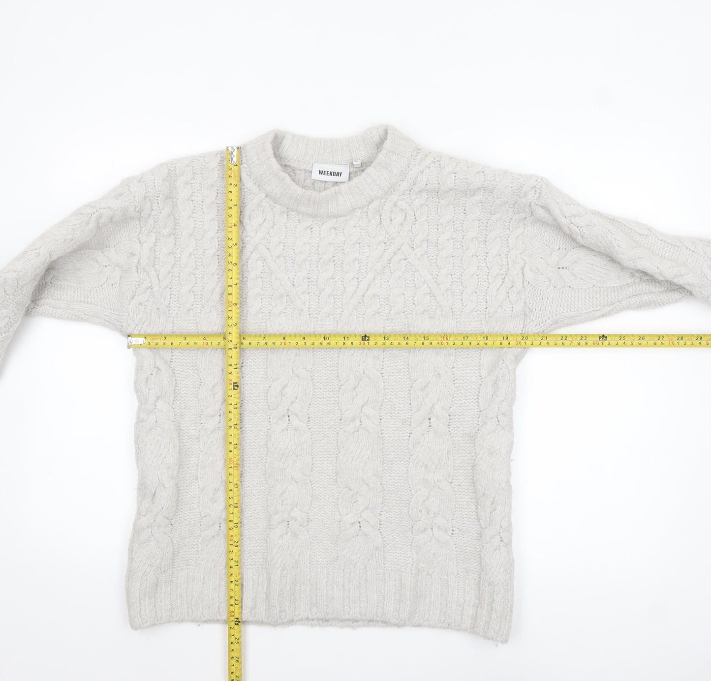 Weekday Women Ivory Cable-Knit Wool Blend Jumper XS