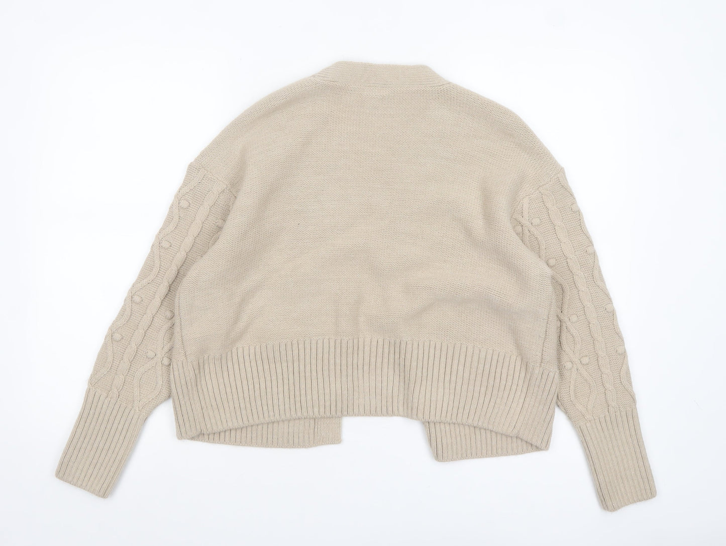 River Island Women’s Beige Cable-Knit Cardigan Size S Relaxed Fit