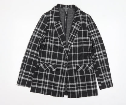 Primark Women's Black Check Single-Breasted Blazer Size 8