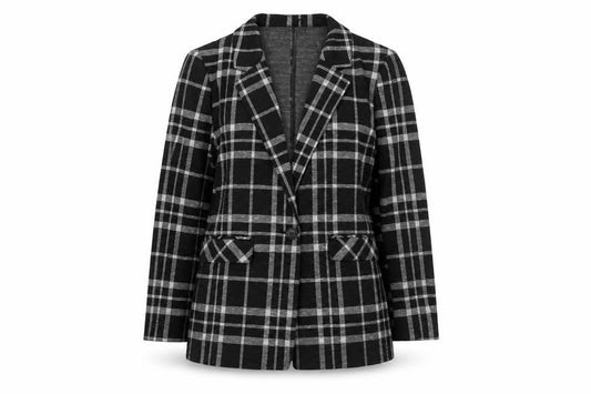 Primark Women's Black Check Single-Breasted Blazer Size 8