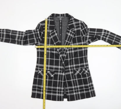 Primark Women's Black Check Single-Breasted Blazer Size 8