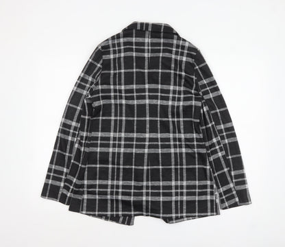 Primark Women's Black Check Single-Breasted Blazer Size 8