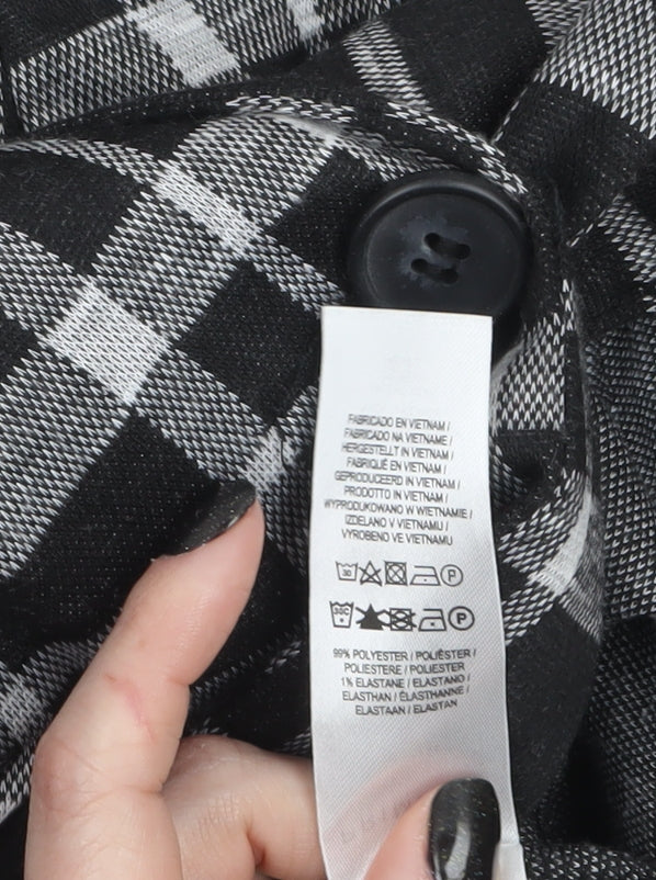 Primark Women's Black Check Single-Breasted Blazer Size 8