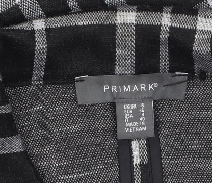 Primark Women's Black Check Single-Breasted Blazer Size 8