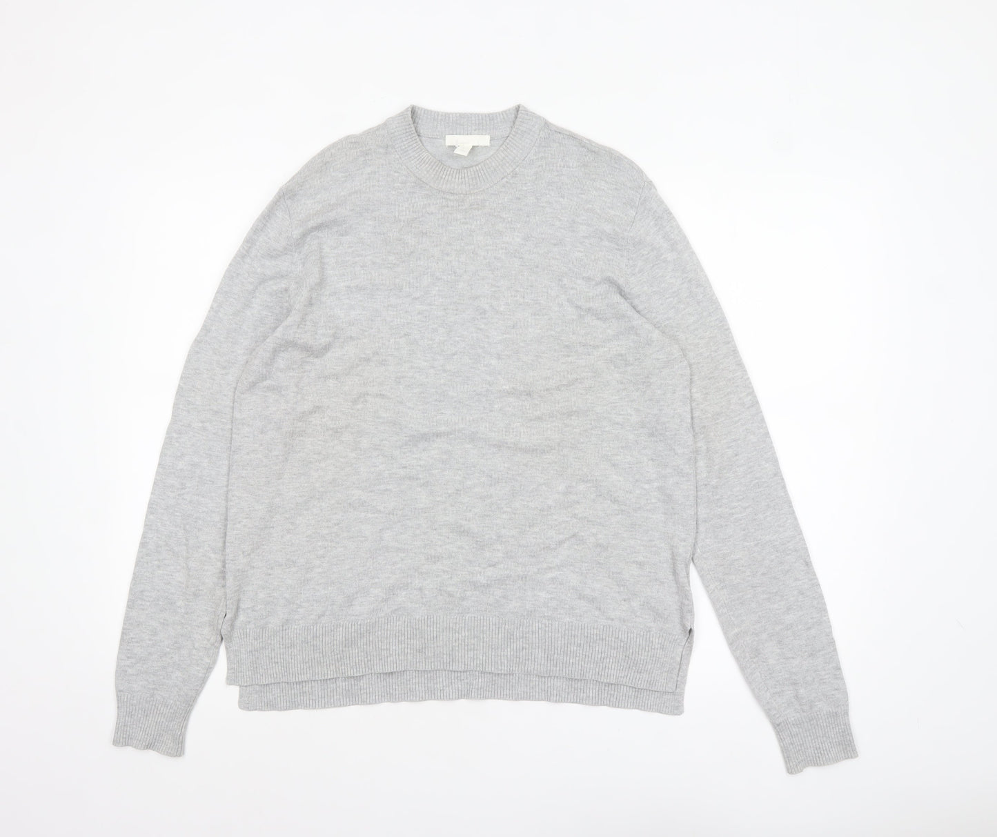 H&M Women’s Grey Crew Neck Knit Jumper Size S Viscose Blend