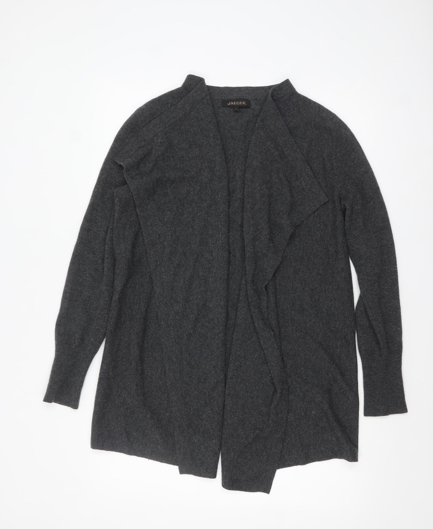 Jaeger Women Grey Wool Cashmere Long Sleeve Open Cardigan S