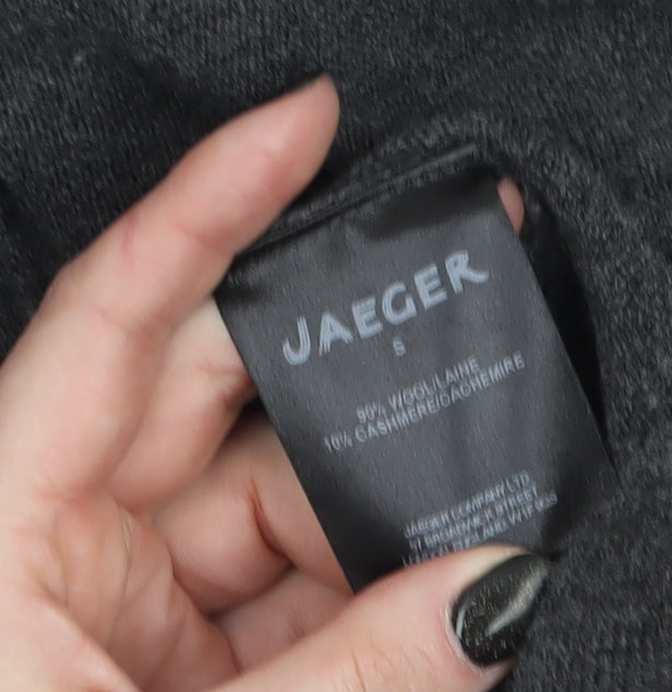 Jaeger Women Grey Wool Cashmere Long Sleeve Open Cardigan S