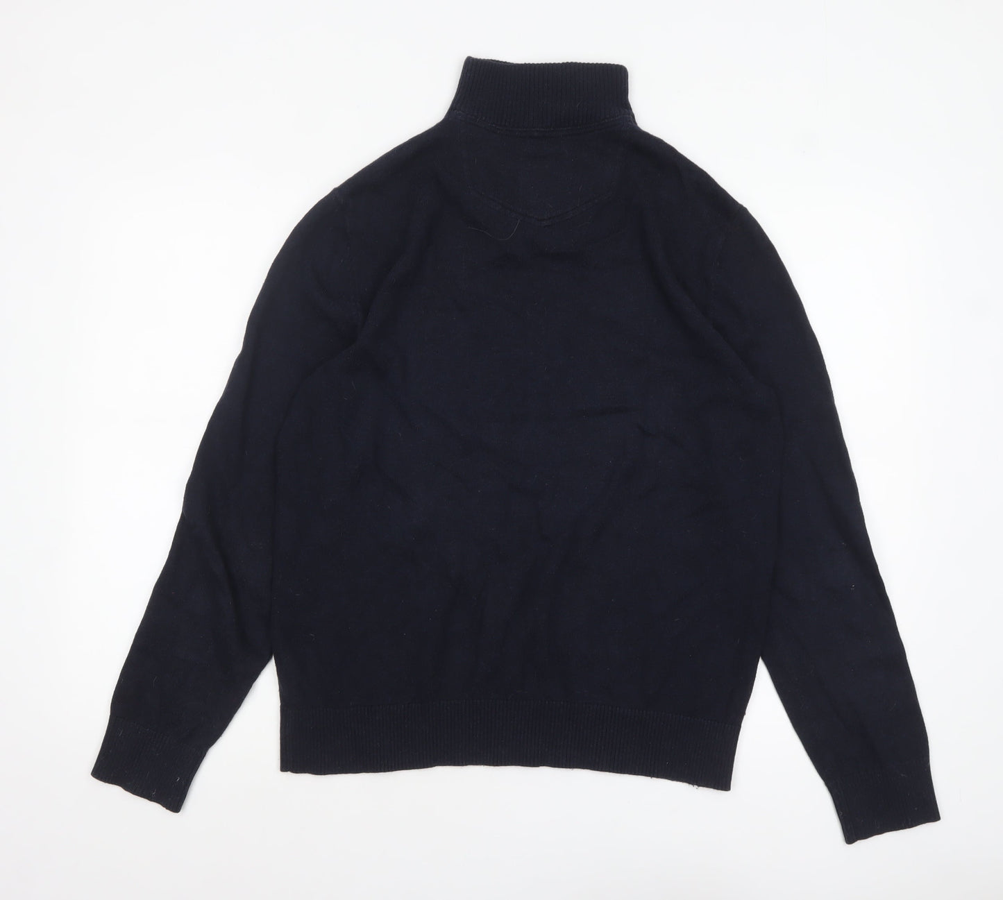 Fat Face Men's Blue 1/4 Zip High Neck Cotton Wool Jumper Size M