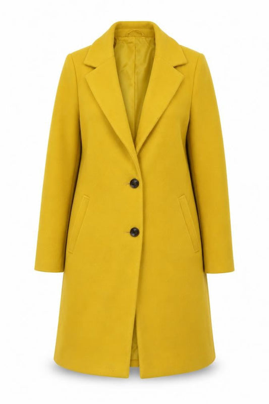 George Women's Yellow Long Overcoat Size 8 Classic Polyester