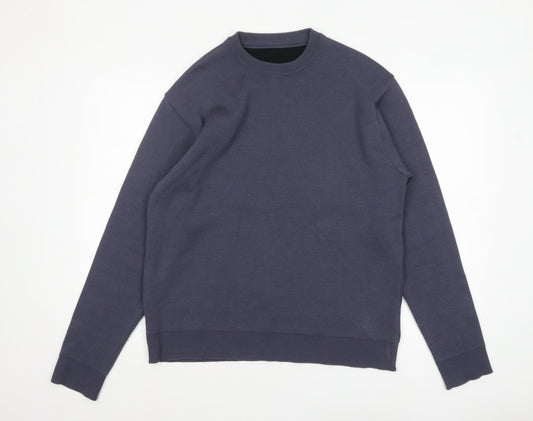 United Tokyo Men's Blue M Crew Neck Wool Blend Pullover Jumper