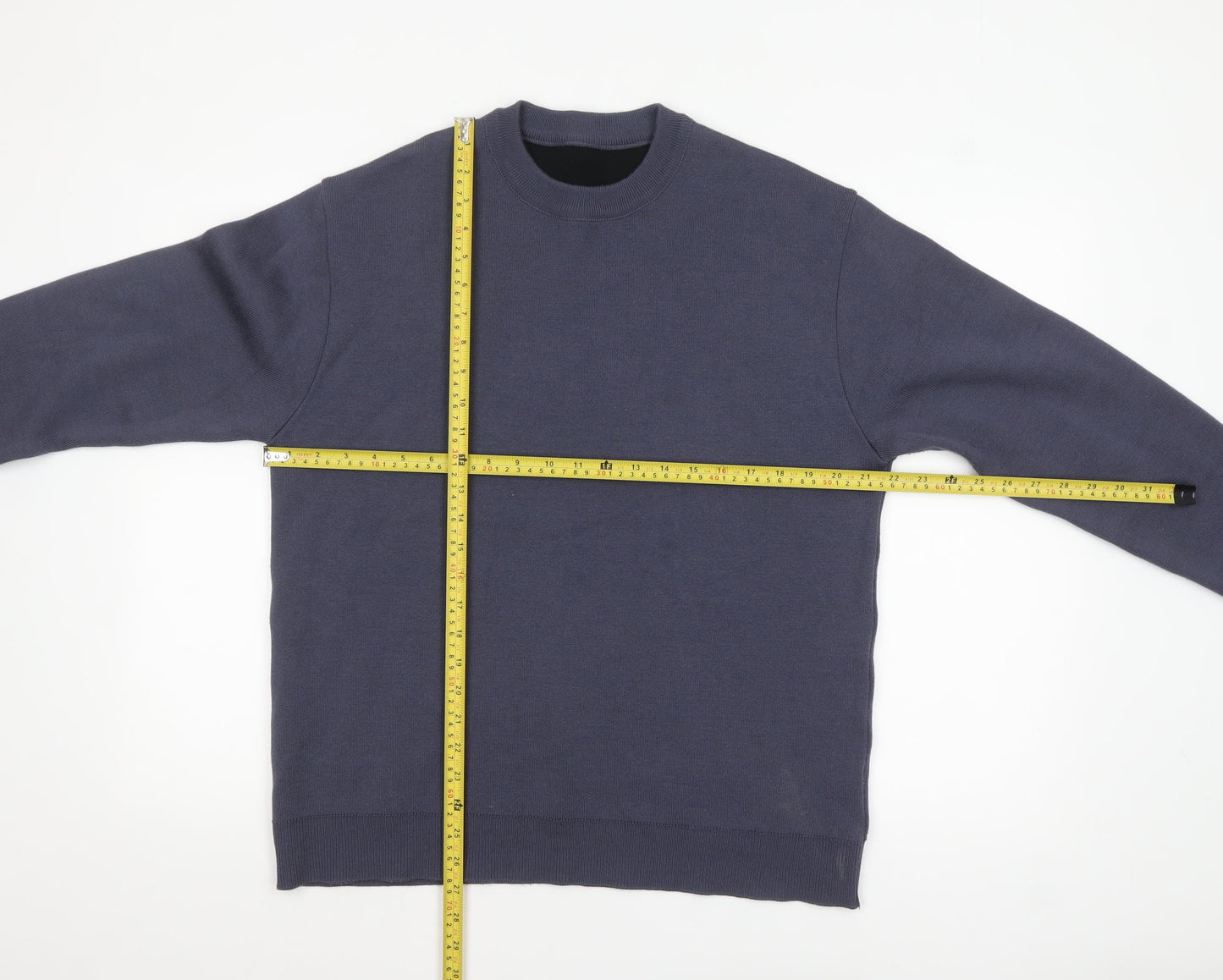 United Tokyo Men's Blue M Crew Neck Wool Blend Pullover Jumper