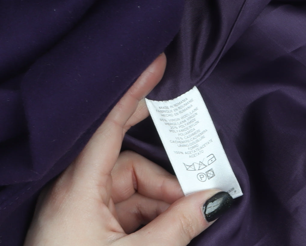French Connection Women's Purple Wool Trench Coat Size 10 Belted Long