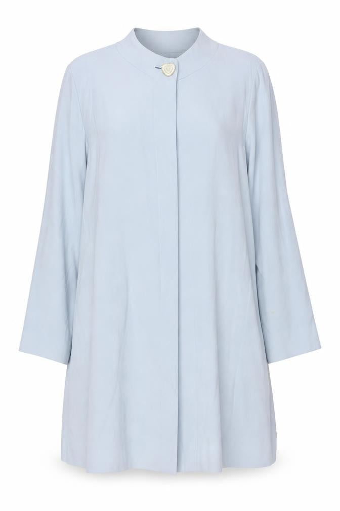Jaeger Women Blue Mid-Length Coat Size 12 Acetate Blend Classic Style