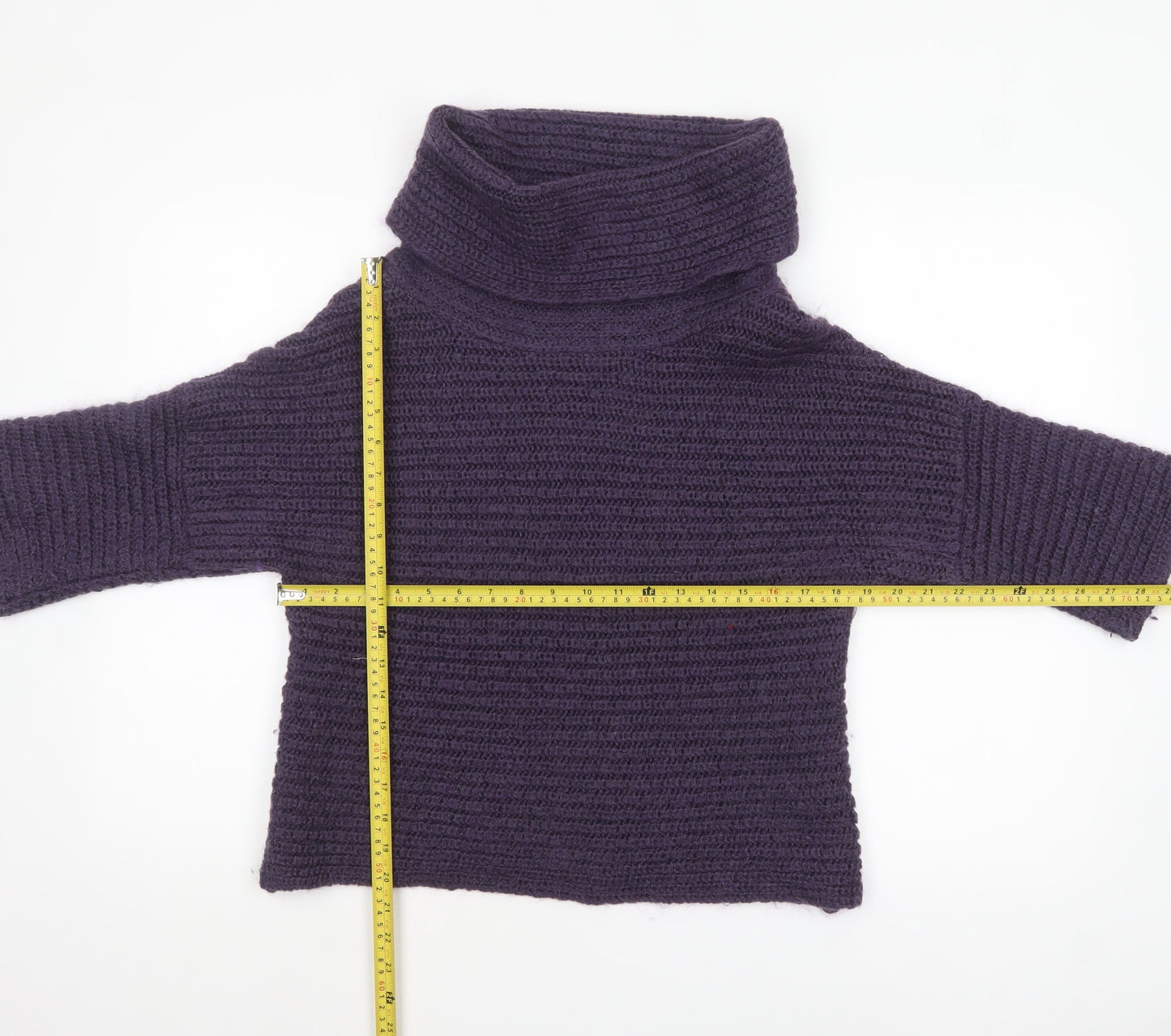 Marks and Spencer Womens Purple Roll Neck Chunky Knit Jumper Size 12