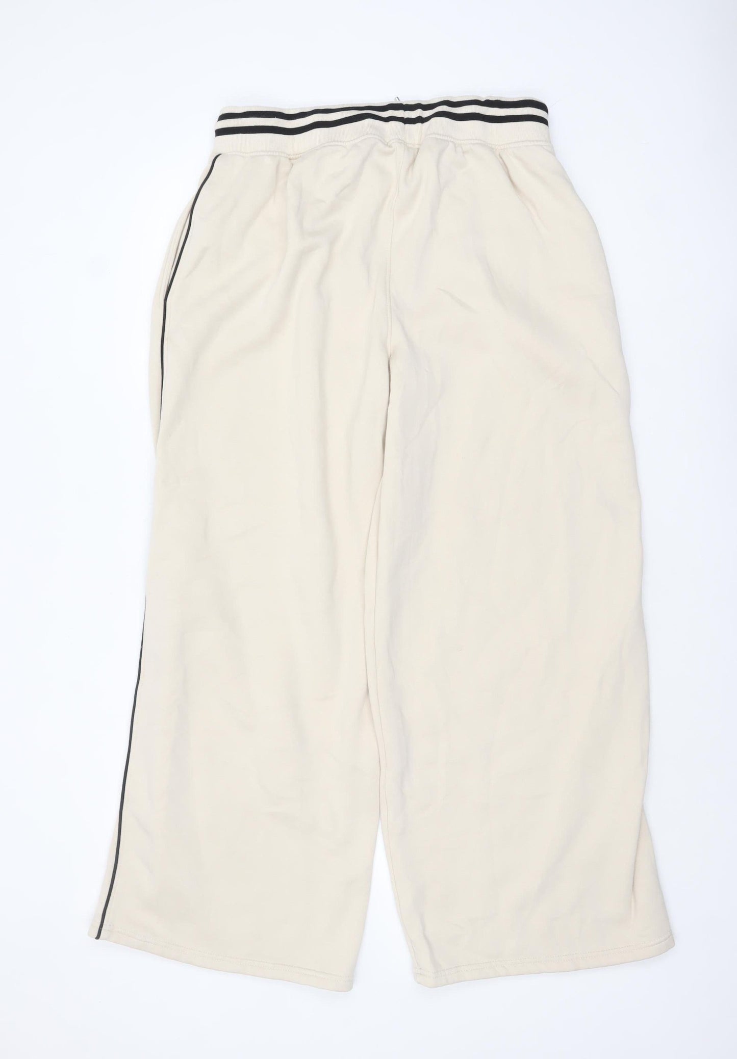 Boohoo Women's Beige XL Relaxed Wide Leg Sweatpants with Stripe