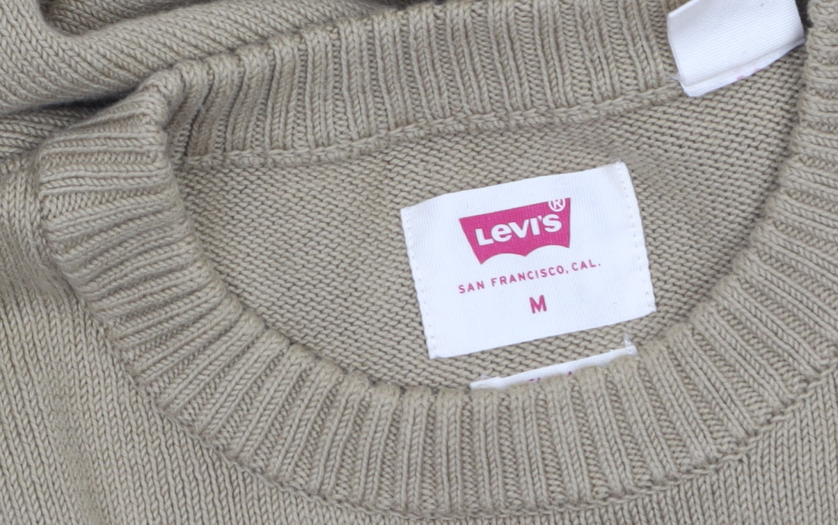 Levi's Men's Beige Cotton Crew Neck Pullover Jumper Size M