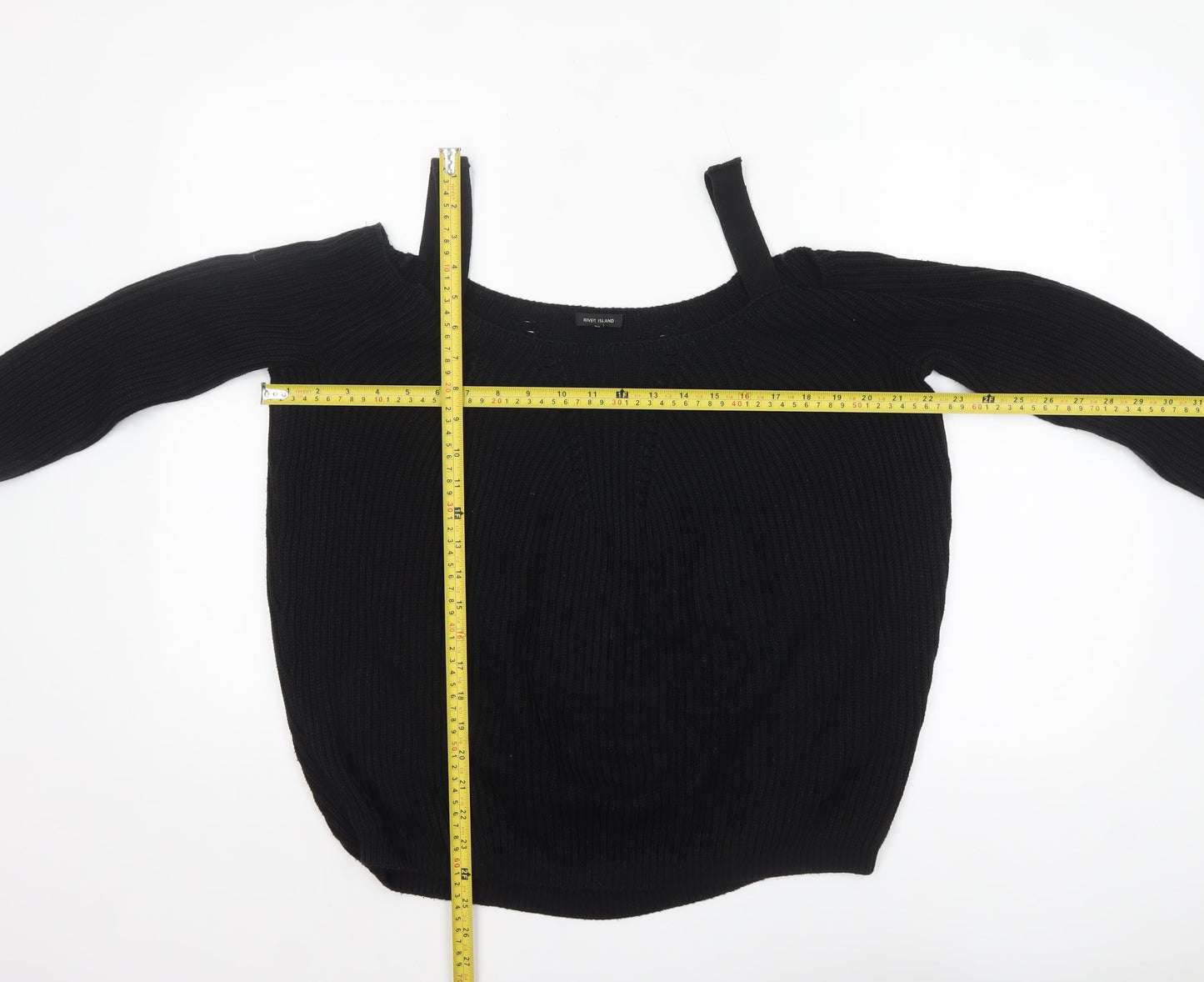 River Island Women’s Black Size 6 Off Shoulder Knit Jumper