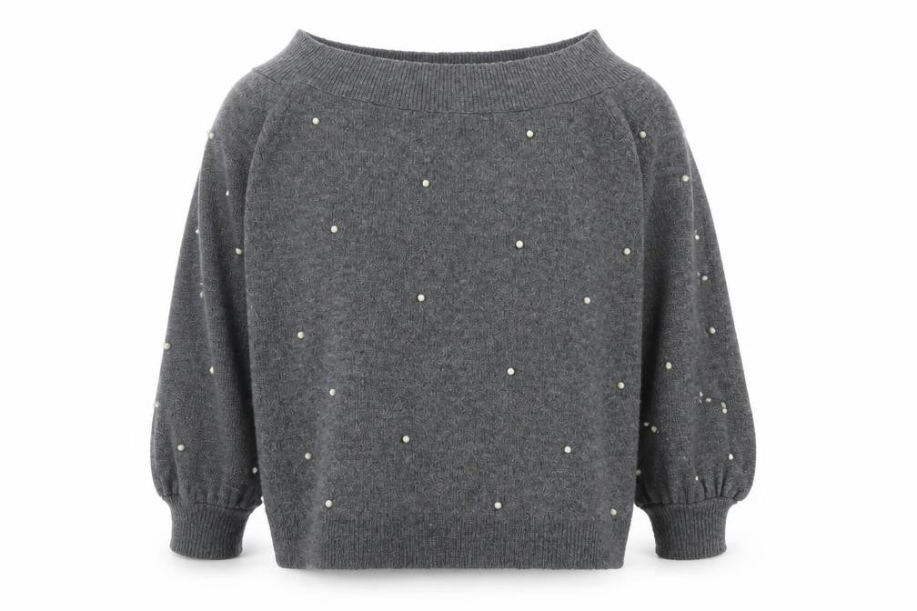 Next Women Grey Beaded Boat Neck Jumper Size 22
