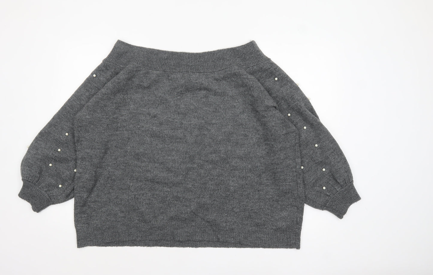 Next Women Grey Beaded Boat Neck Jumper Size 22