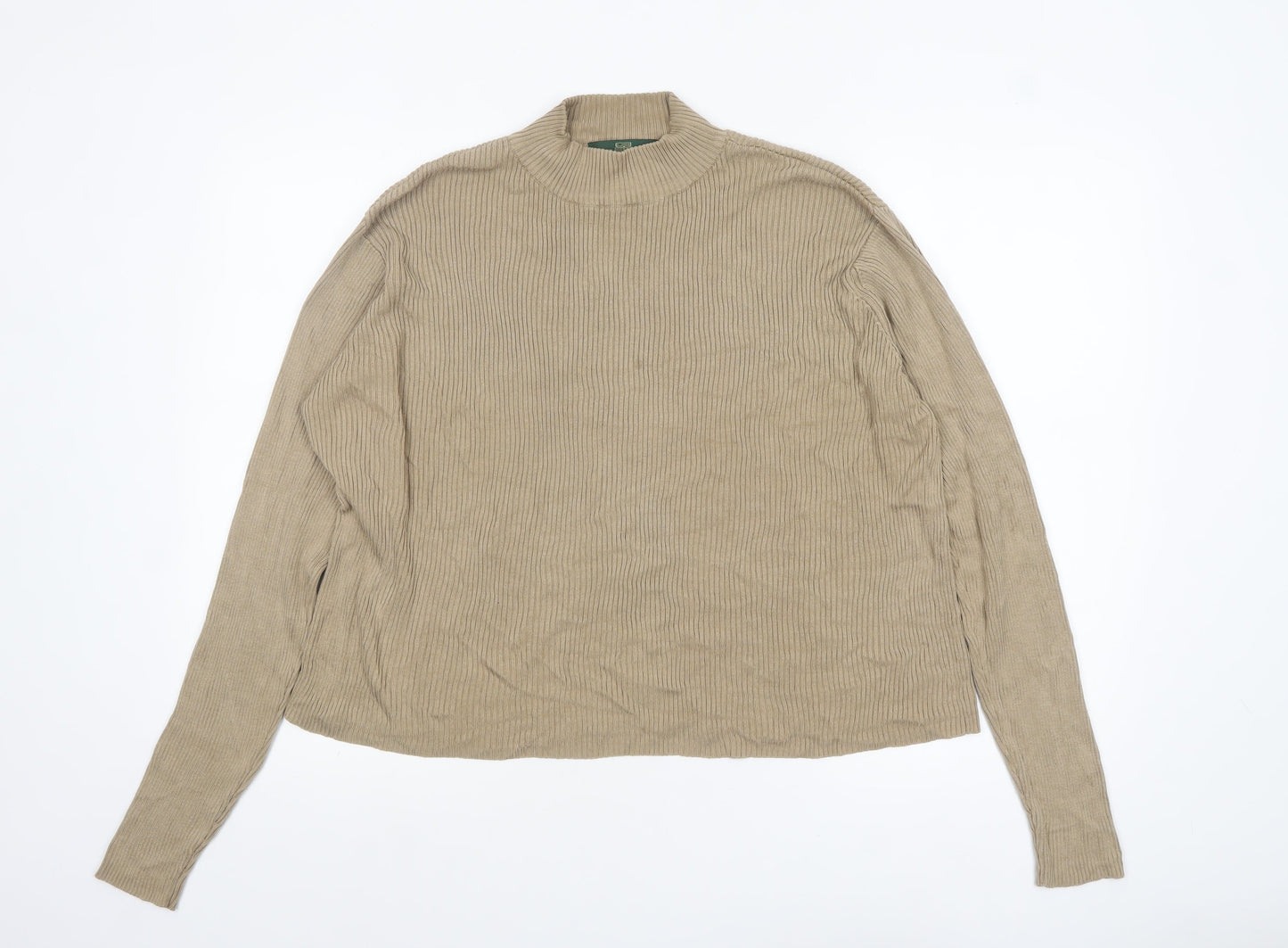 Orvis Women Beige Silk Mock Neck Pullover Jumper XL