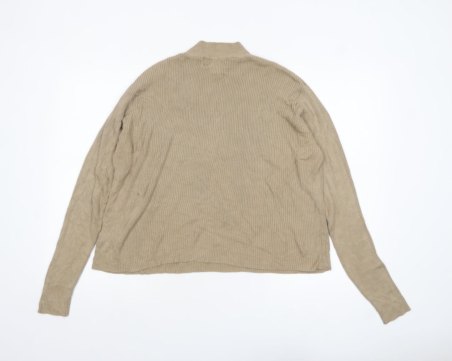 Orvis Women Beige Silk Mock Neck Pullover Jumper XL