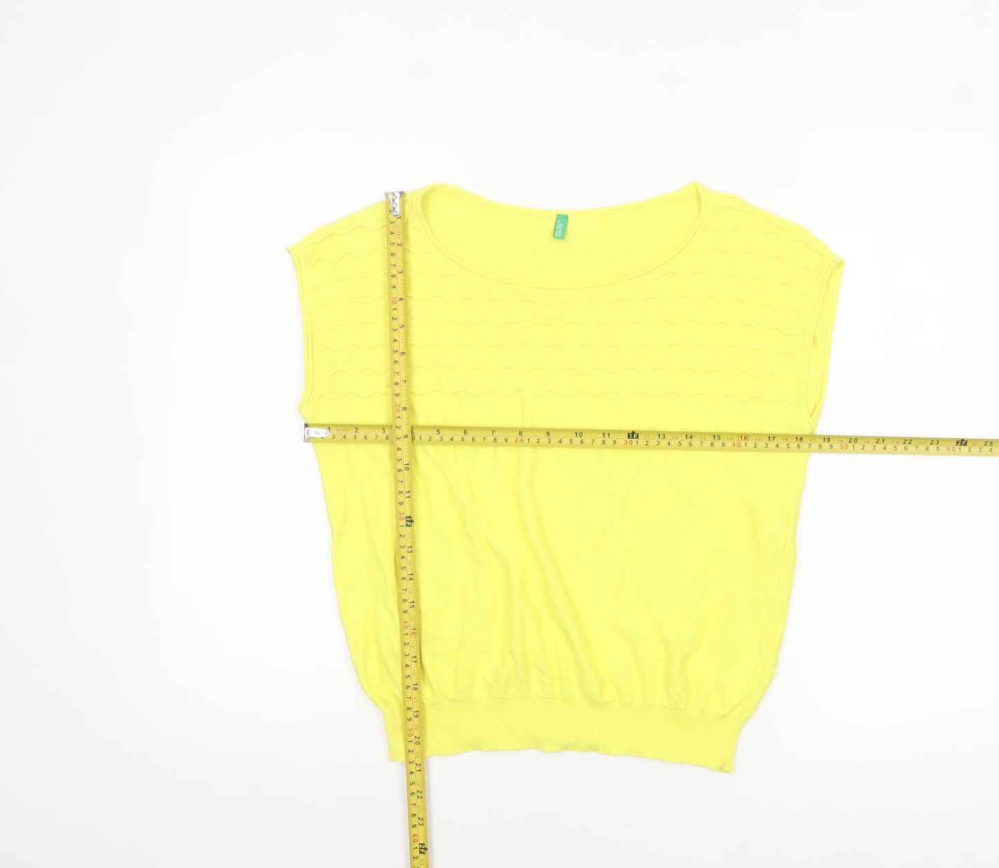 United Colors of Benetton Women’s Yellow Cotton Knit Sleeveless T-Shirt M
