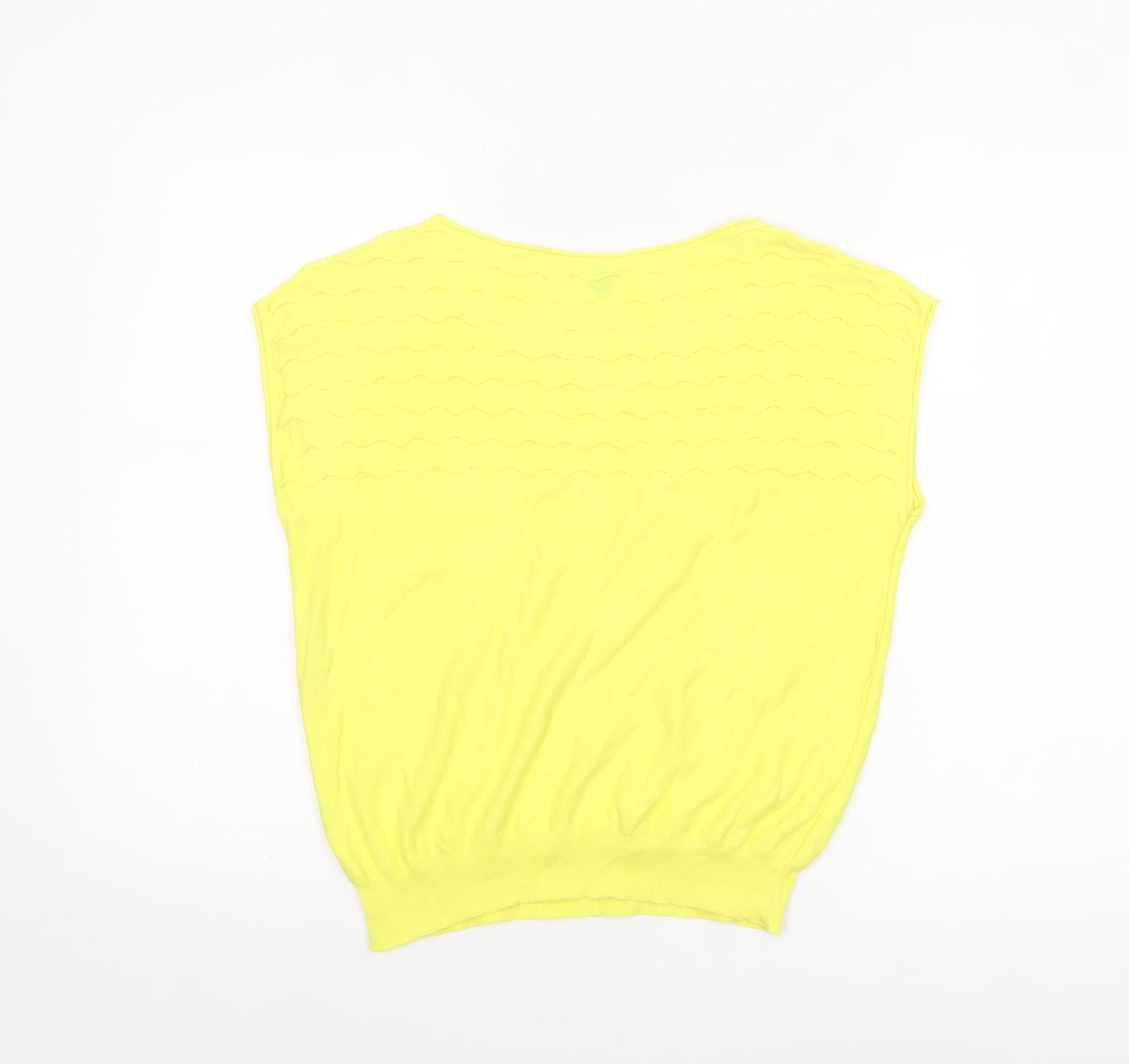 United Colors of Benetton Women’s Yellow Cotton Knit Sleeveless T-Shirt M