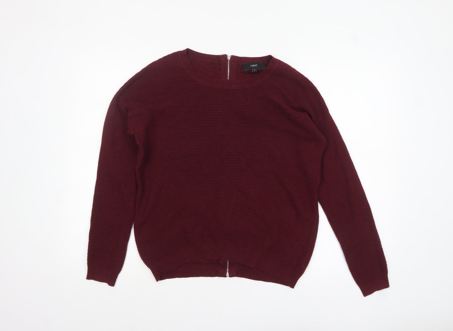 Next Women Red Jewel Zip Back Knit Jumper Size 10