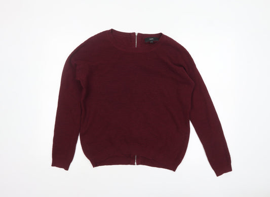 Next Women Red Jewel Zip Back Knit Jumper Size 10