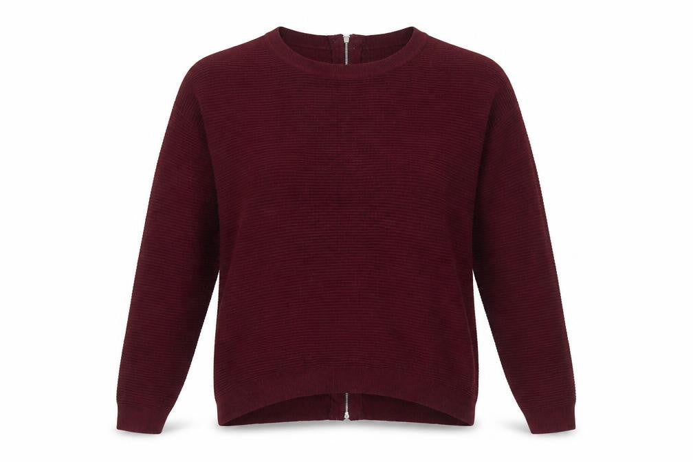 Next Women Red Jewel Zip Back Knit Jumper Size 10