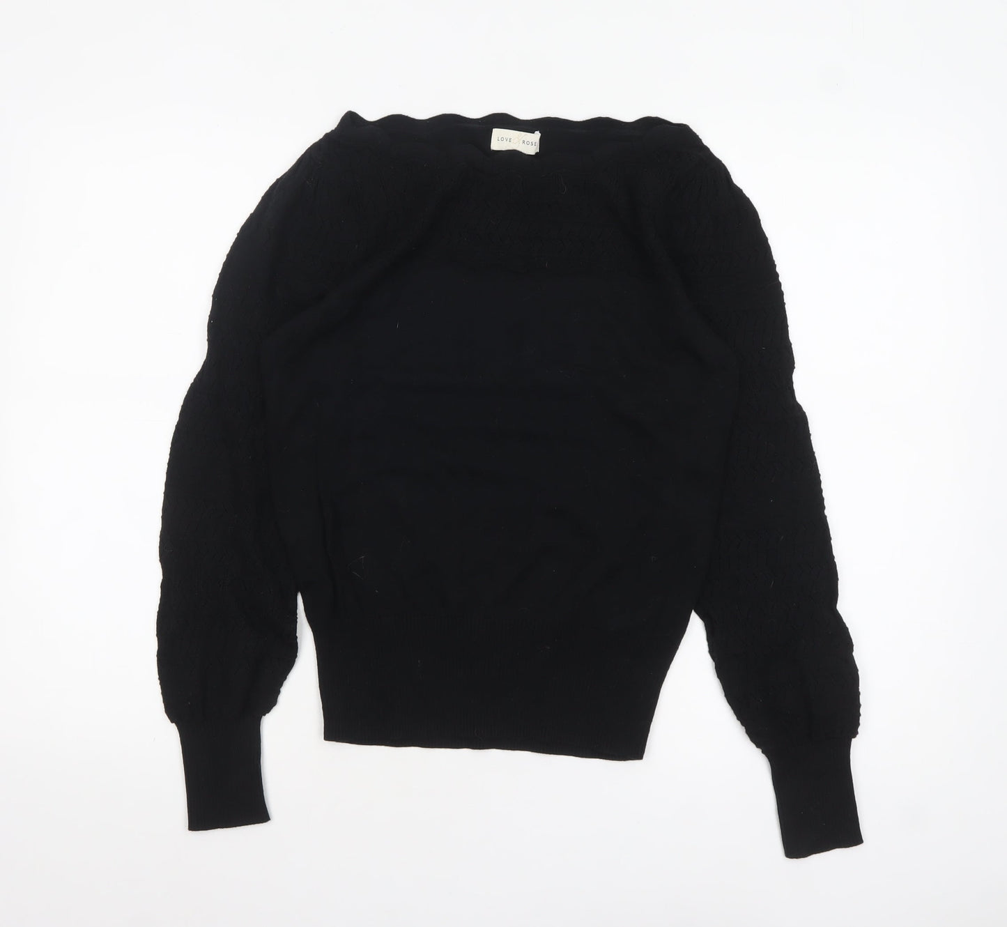 Love & Rose Women’s Black Puff Sleeve Cotton Knit Jumper Size 10