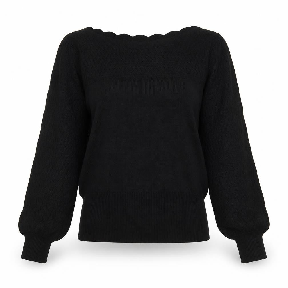 Love & Rose Women’s Black Puff Sleeve Cotton Knit Jumper Size 10