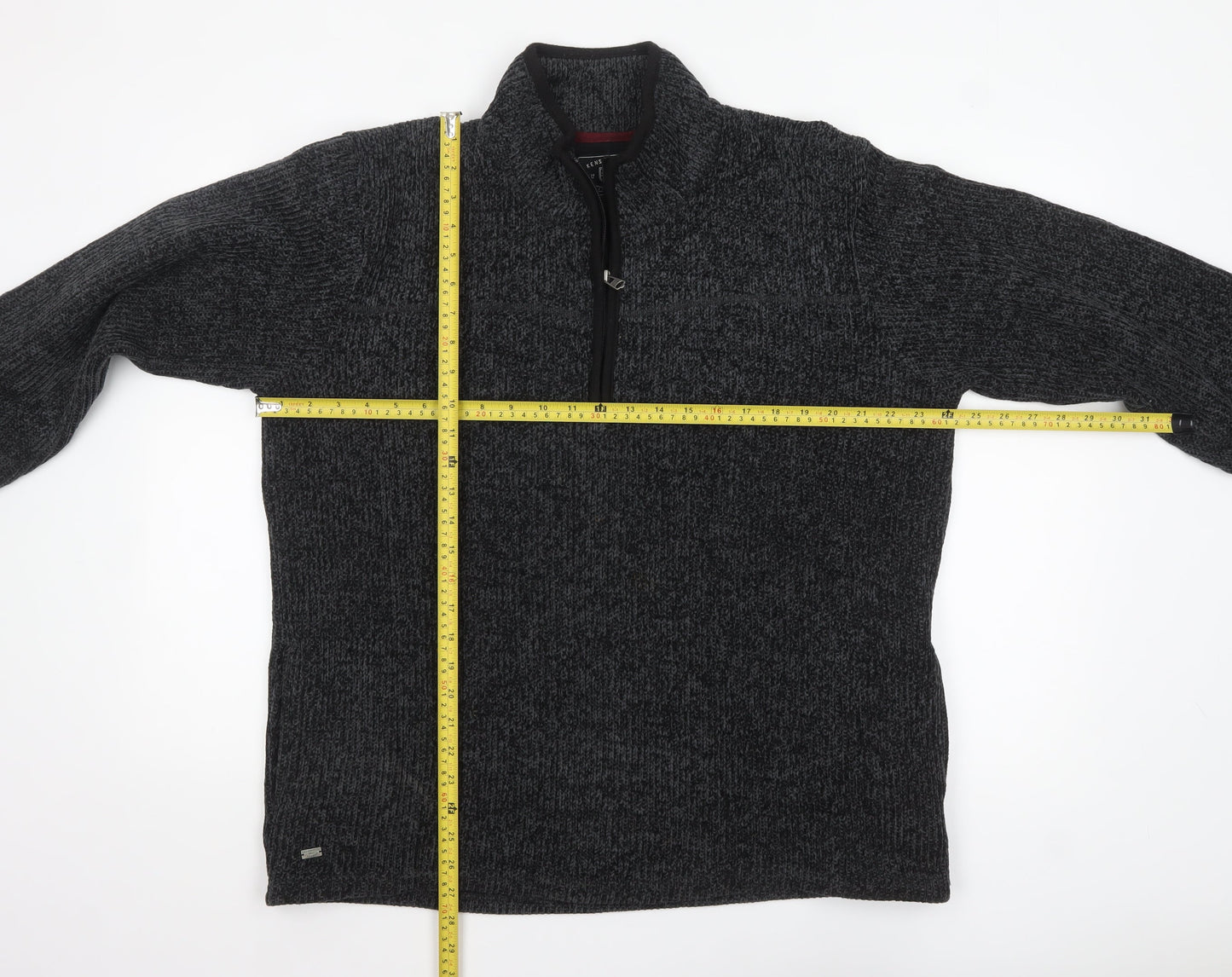 Kensington Eastside Men's Grey Knit 1/4 Zip High Neck Sweatshirt L