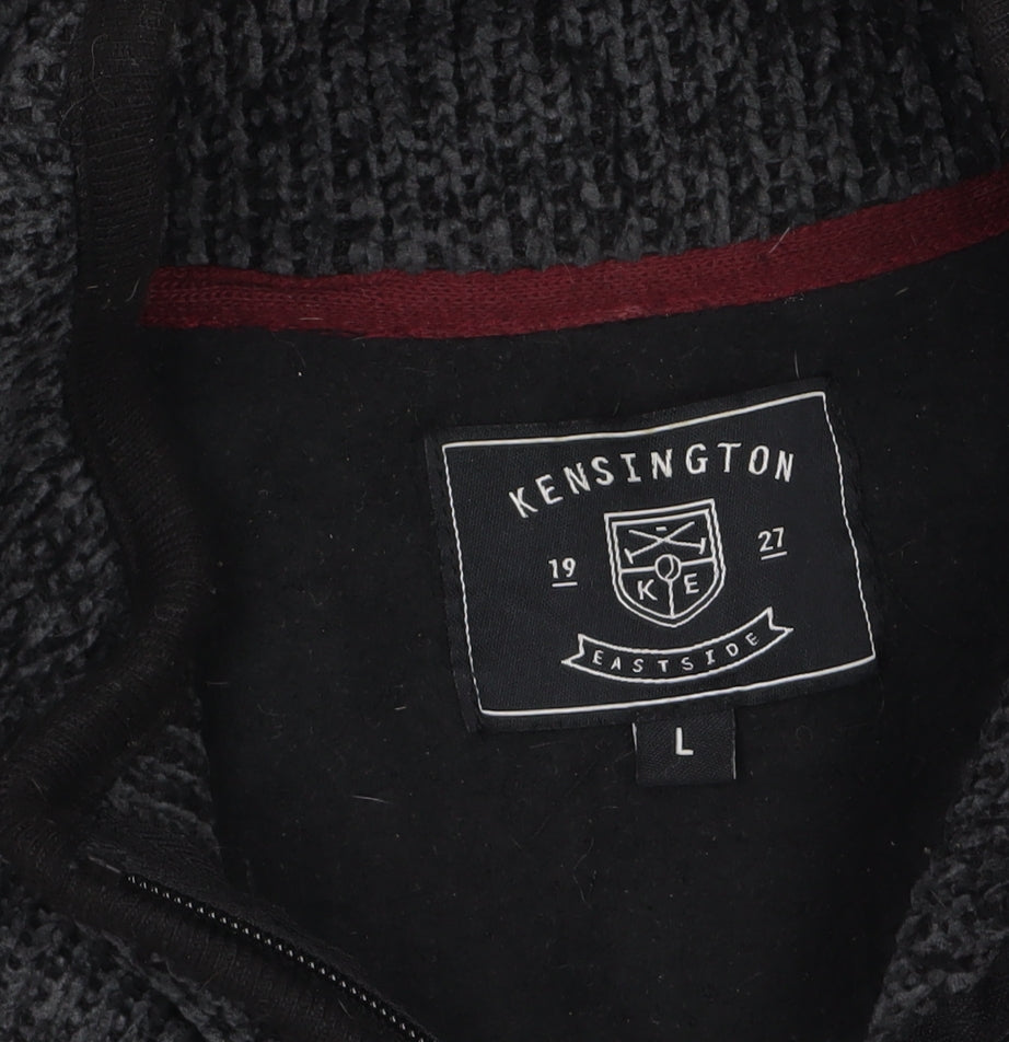 Kensington Eastside Men's Grey Knit 1/4 Zip High Neck Sweatshirt L