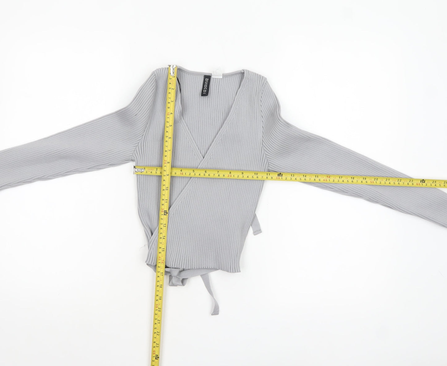 H&M Divided Women’s Grey Wrap Ribbed Knit Jumper Size 12